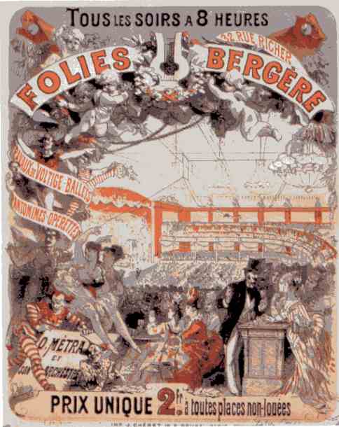 Aux Folies-Bergère, Jules Cherét. 1875, Musée de la Publicitè